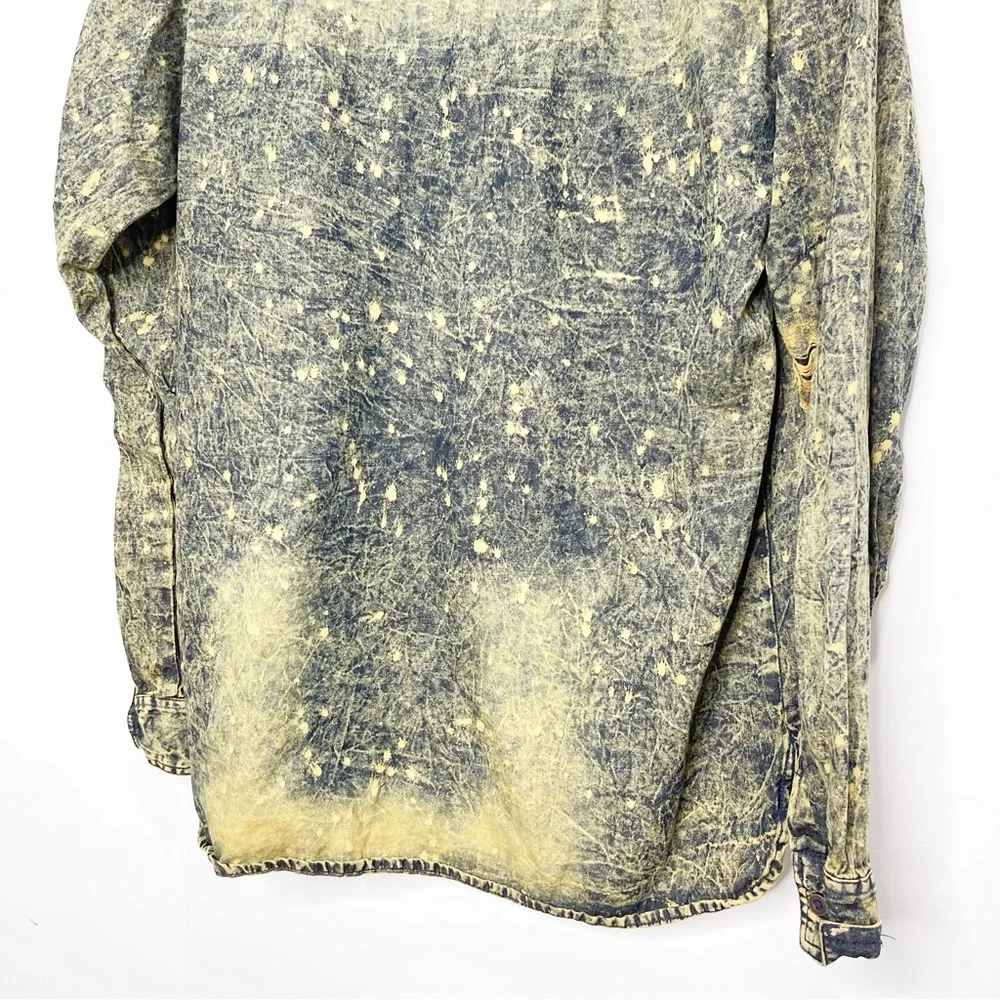 Distressed Plus Size 100% Cotton Denim Shirt Size 2XL - Picture 11 of 12